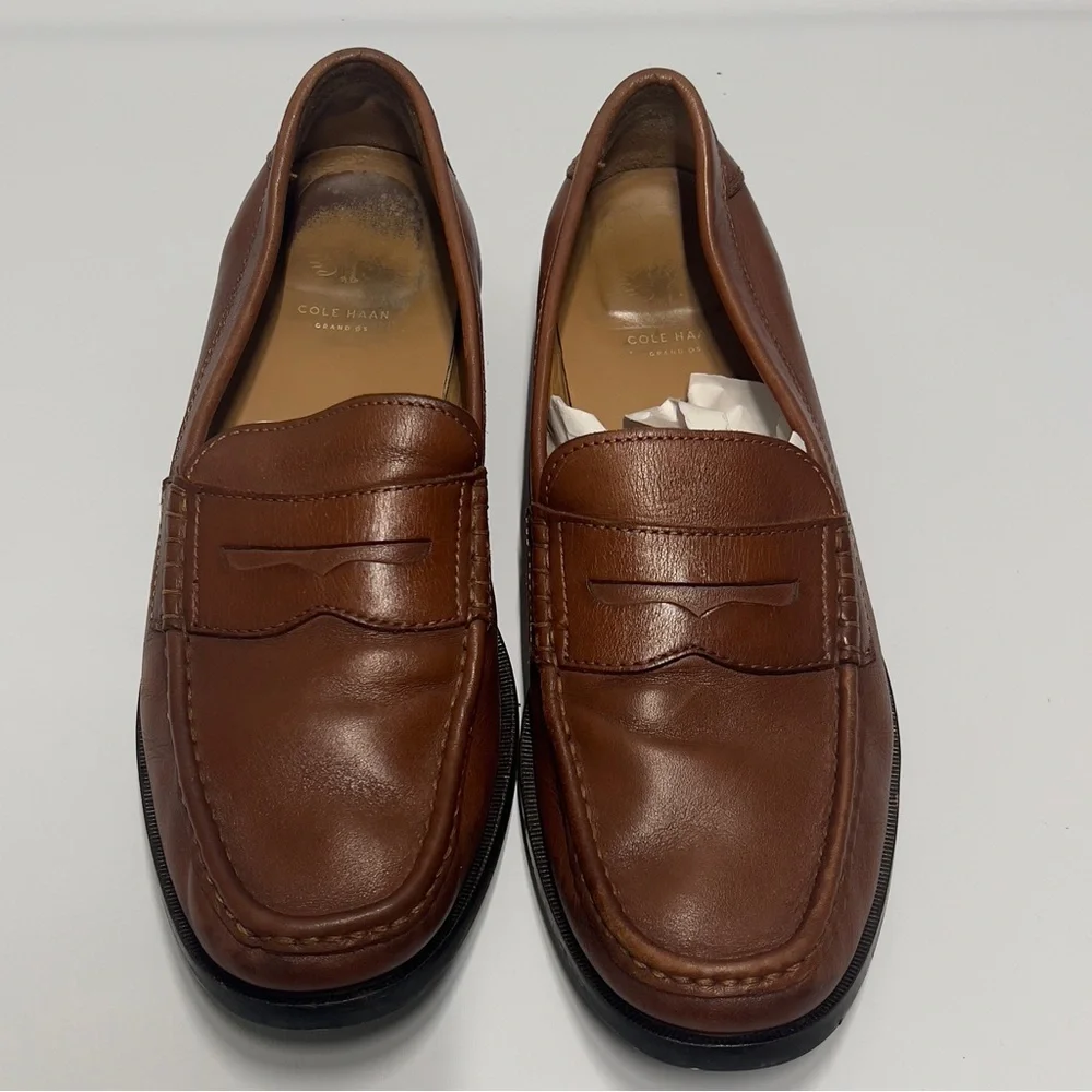 COLE HAAN Men’s Size 9 1/2M Brown Penny slip on  Loafers - Picture 2 of 11